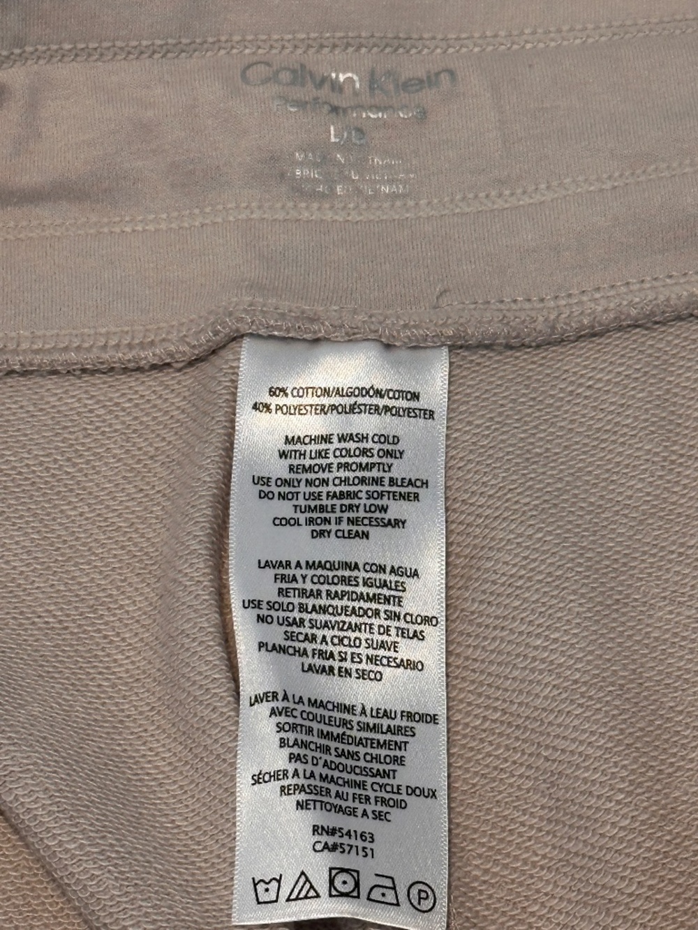 Calvin Klein Performance Taupe French Terry Bermuda Shorts Large - Picture 6 of 6